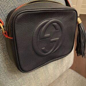 Gucci navy and red Disco leather crossbody